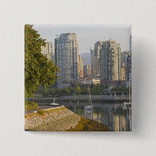 Cyclist along the Seawall Trail in downtown 15 Cm Square Badge