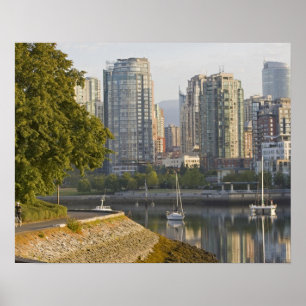 Cyclist along the Seawall Trail in downtown Poster