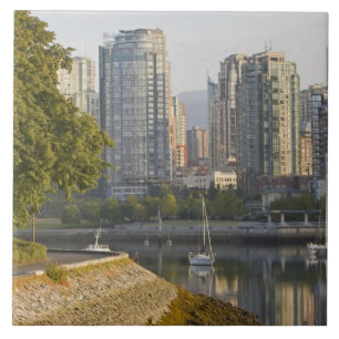 Cyclist along the Seawall Trail in downtown Tile