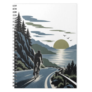 Cyclist at Dawn Minimal Silhouette Gift Notebook