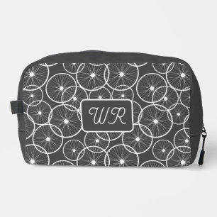Cyclist Bicycle Wheel Pattern Monogram Dopp Kit