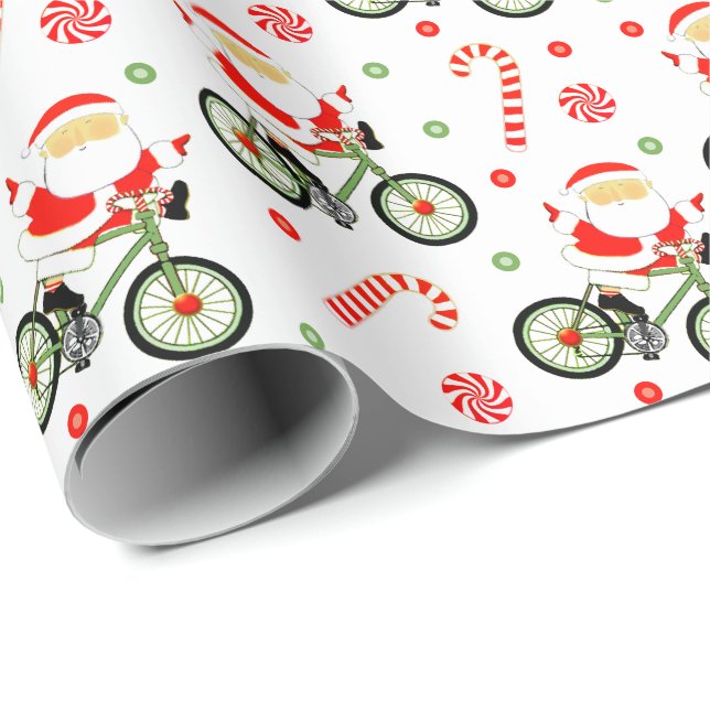 Cyclist Biking Christmas Gift Wrapping Paper (Roll Corner)