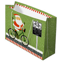 Cyclist Biking Holiday Large Gift Bag