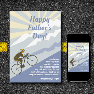 Cyclist Biking up Mountain Road Bike Father's Day Card