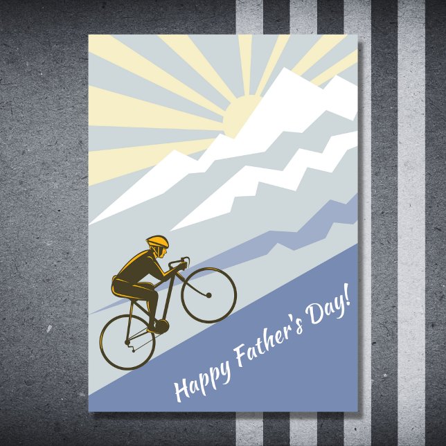 Cyclist Biking up Mountain Road Bike Father's Day Card (Creator Uploaded)