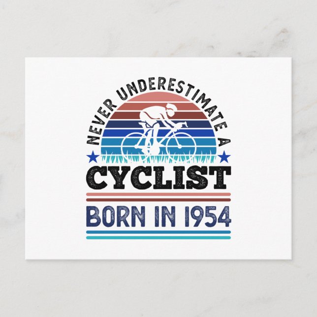 Cyclist born in 1954 70th Birthday Gifts Cycling Postcard (Front)