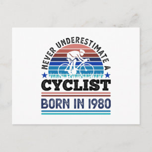 Cyclist born in 1980 40th Birthday Gifts Cycling Postcard