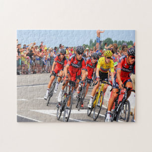 Cyclist Cheered by Fans Jigsaw Puzzle