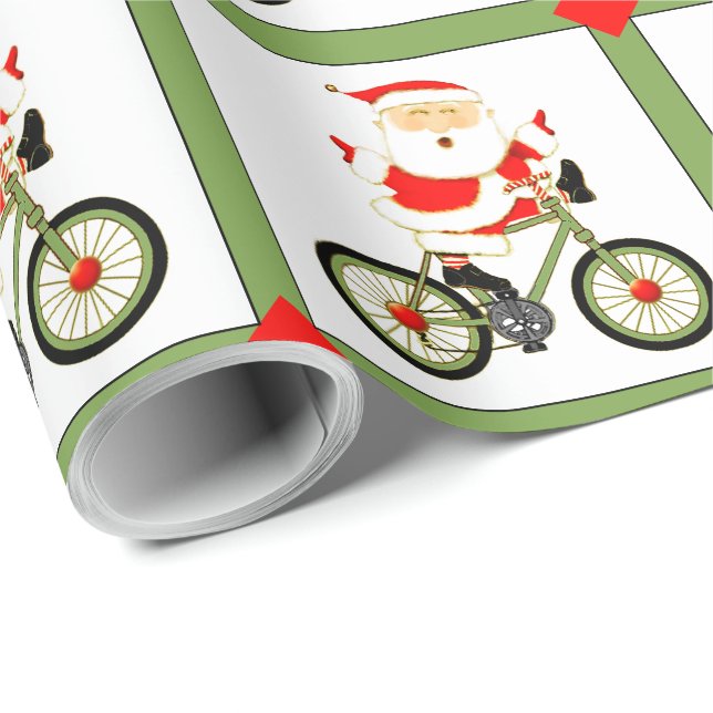 Cyclist Christmas Holiday Wrapping Paper (Roll Corner)