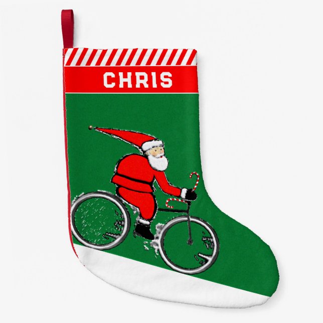 Cyclist Christmas Small Christmas Stocking (Front)