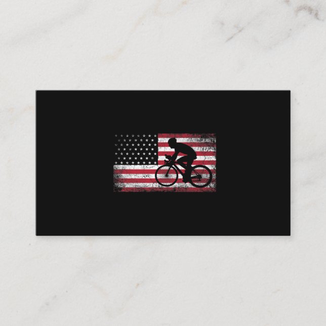 Cyclist Cycling Bicycle American Flag 4th of July Business Card (Front)