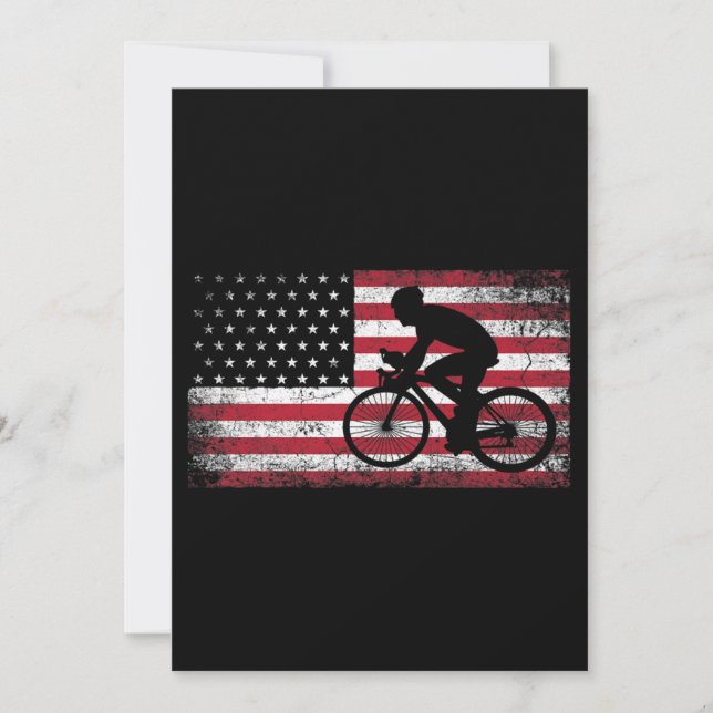 Cyclist Cycling Bicycle American Flag 4th of July Invitation (Front)