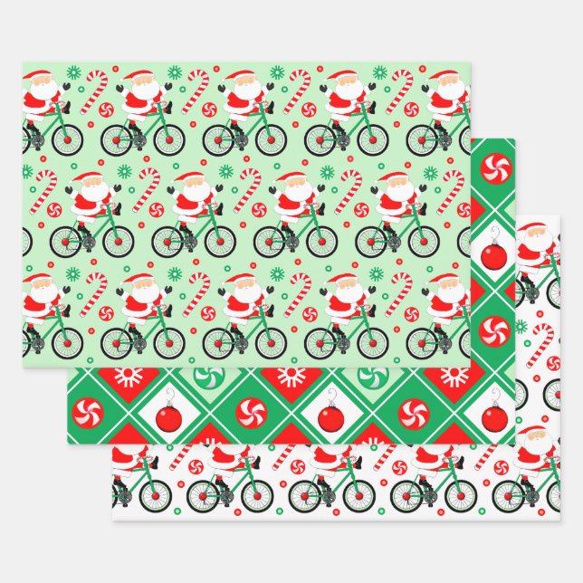 Cyclist Cycling Holiday Gift Wrapping Paper Sheet (Set)