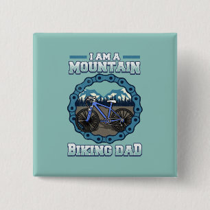 Cyclist Dad Mountain Biker Father’s Day 15 Cm Square Badge