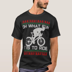 Cyclist Gift - Oh What Fun Ugly Christmas Cycling T-Shirt