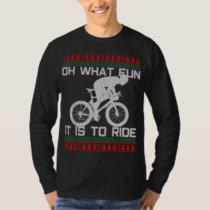 Cyclist Gift - Oh What Fun Ugly Christmas Cycling T-Shirt