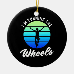 Cyclist I Am Turning The Wheels Ceramic Tree Decoration