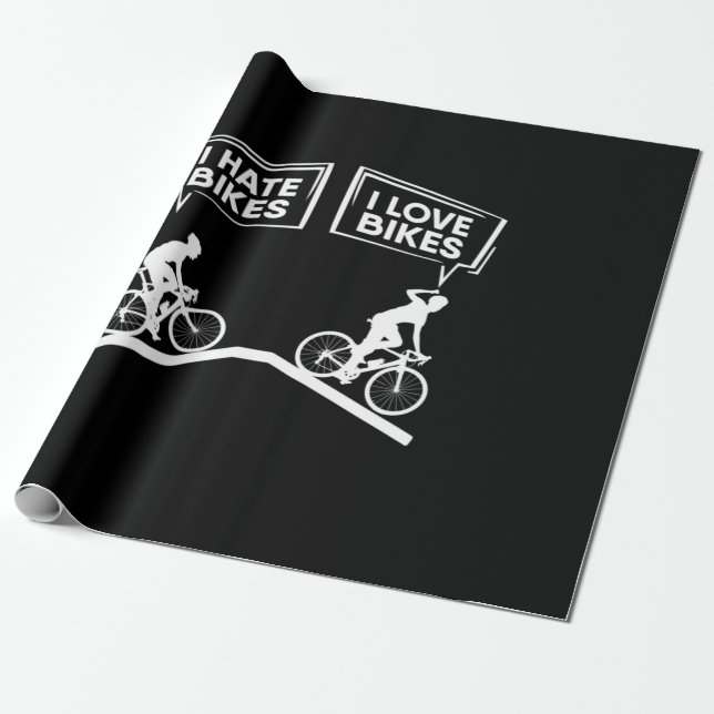 Cyclist I Love Bikes Wrapping Paper (Unrolled)