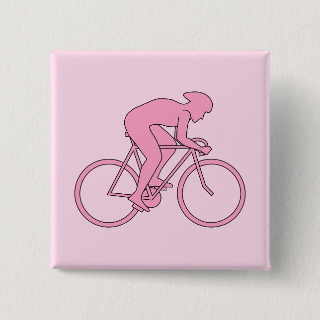 Cyclist in Pink 15 Cm Square Badge (Front)