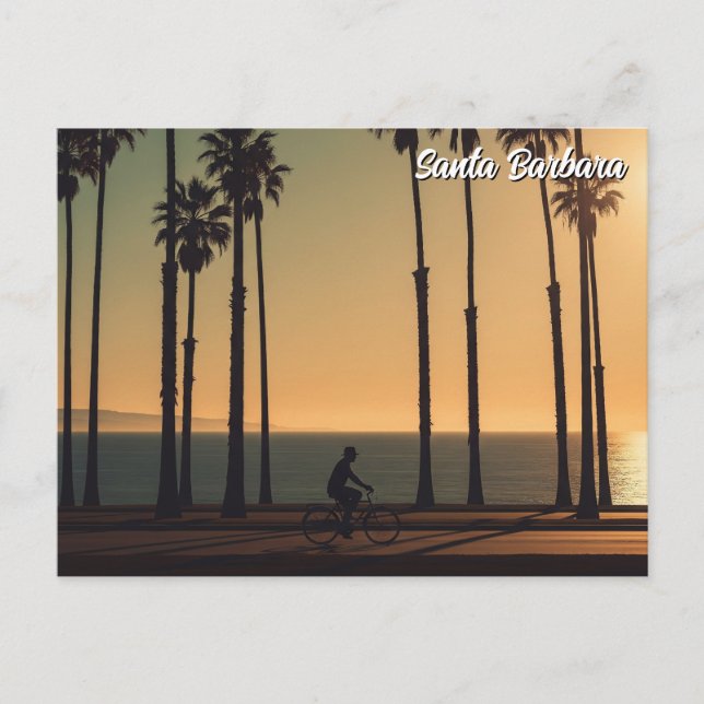 Cyclist in Santa Barbara California Postcard (Front)