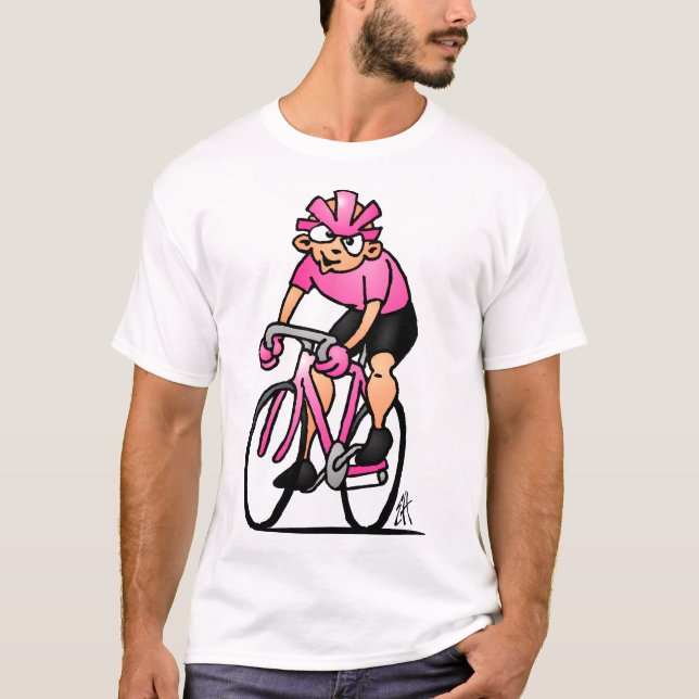 Cyclist in the Maglia Rosa T-Shirt (Front)