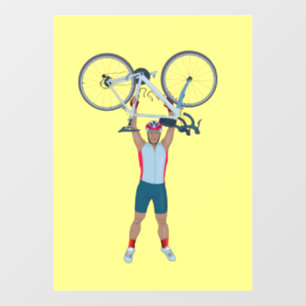 Cyclist Lifting a Bicycle