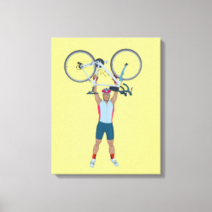 Cyclist Lifting a Bicycle Canvas Print