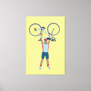 Cyclist Lifting a Bicycle Canvas Print