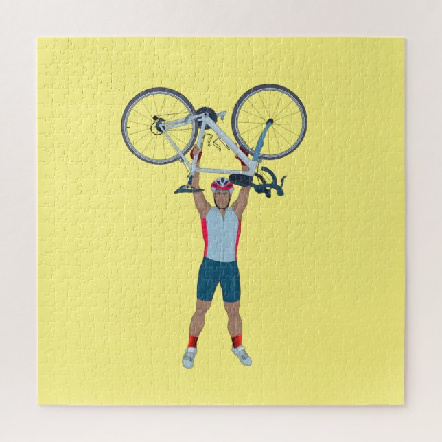 Cyclist Lifting a Bicycle Jigsaw Puzzle (Vertical)