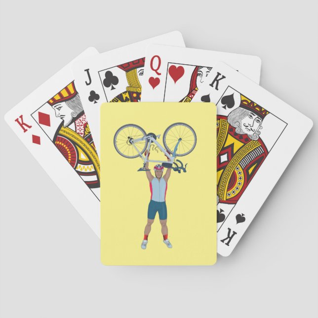 Cyclist Lifting a Bicycle Playing Cards (Back)