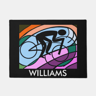 Cyclist Original Abstract Art Personalised Doormat