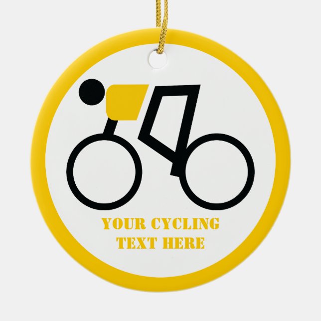 Cyclist riding his bicycle custom ceramic tree decoration (Front)