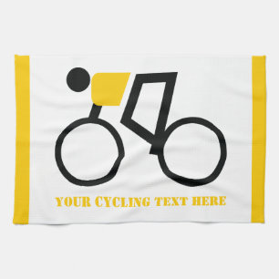 Cyclist riding his bicycle custom tea towel