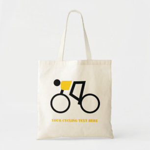 Cyclist riding his bicycle custom tote bag