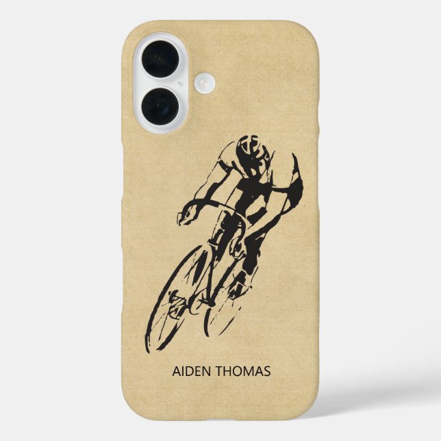 Cyclist Road Racer with Name Case-Mate iPhone Case (Back)