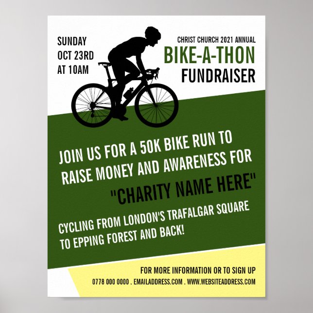 Cyclist Silhouette, Charity Bike-a-Thon Event Poster (Front)