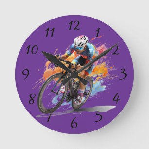 Cyclist Wall Clock Competing