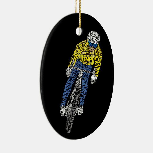 Cyclist Word Art Bicycle Cycling Ceramic Tree Decoration (Right)