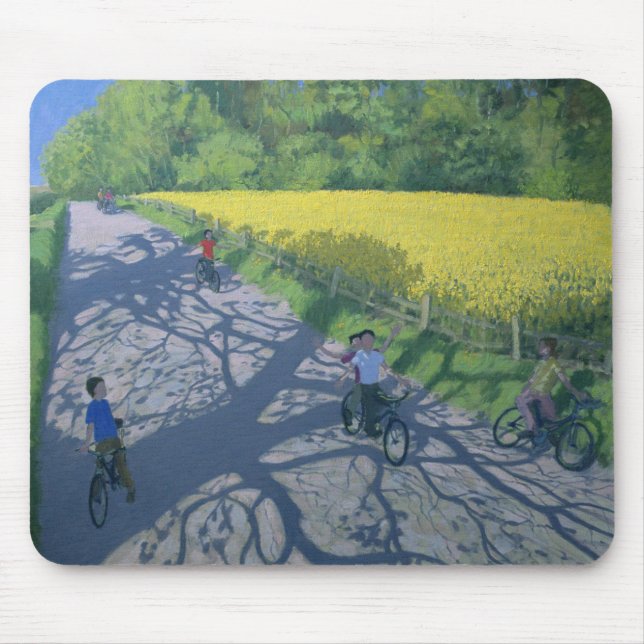 Cyclists and Yellow Field Kedleston Derby Mouse Pad (Front)