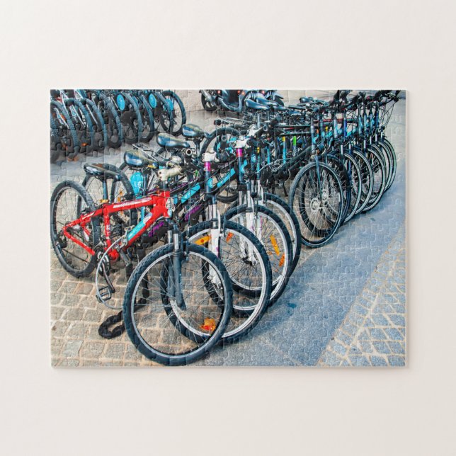 Cyclists Bicycles Parking Jigsaw Puzzle (Horizontal)