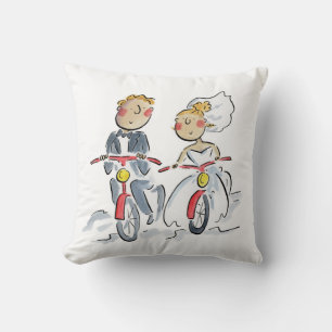 Cyclists Bride and Groom Cushion