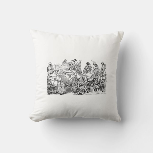 Cyclists Calavera Pillow (Front)