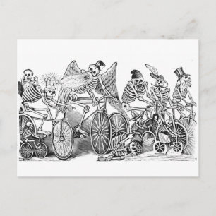Cyclists Calavera postcard