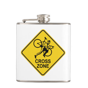 Cyclocross Zone Road Sign Hip Flask