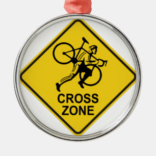 Cyclocross Zone Road Sign Metal Tree Decoration
