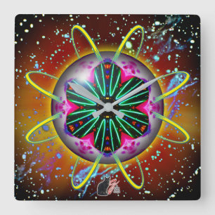 Cyclon Orbz Kaleid Square Wall Clock