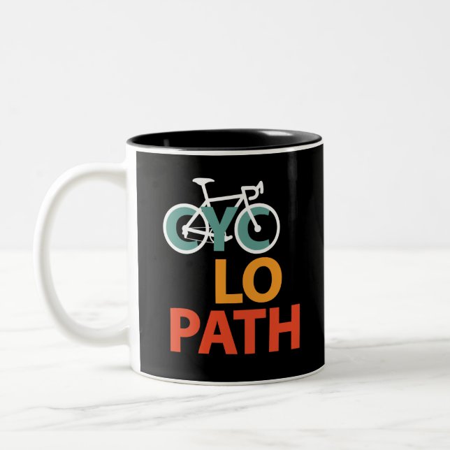 Cyclopath Bicycle Funny Cycling Two-Tone Coffee Mug (Left)