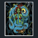 'Cycloptopus' art print - (pop surreal pin-up)<br><div class="desc">Large full colour art poster print of my painting 'Cycloptopus'. Superb print quality and ready to frame. Add a splash of pop surrealist glamour to your walls today!</div>