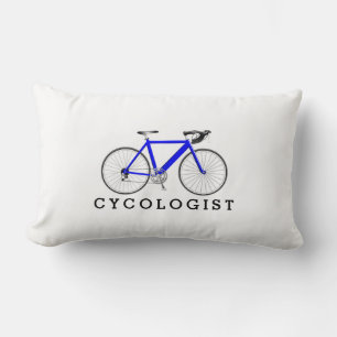 Cycologist Blue Bicycle On White Lumbar Cushion