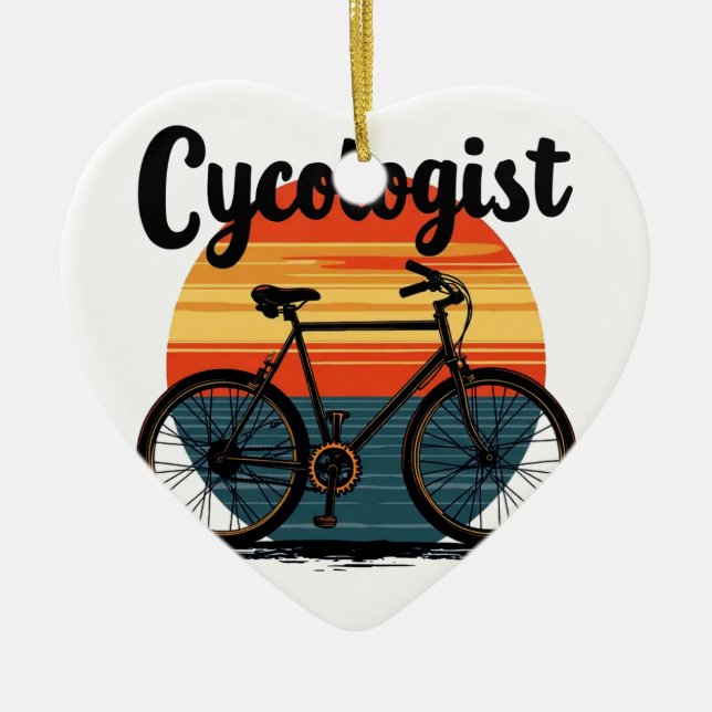 Cycologist: Energetic Biker Tee – for Cycling Ceramic Tree Decoration (Front)